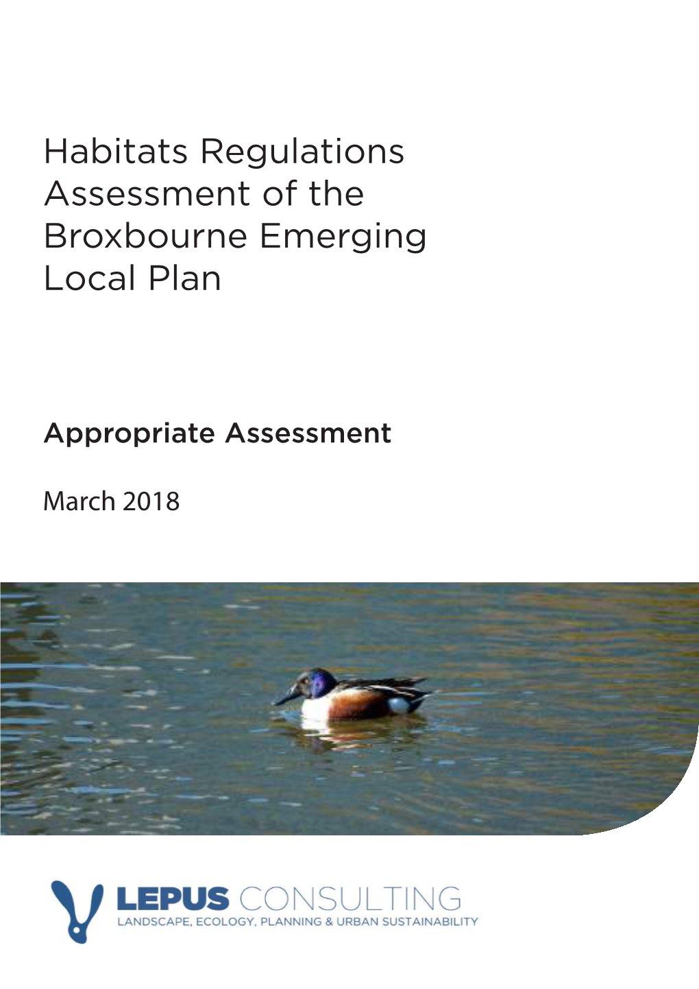 Habitats Regulations Assessment of the Broxbourne Emerging Local Plan