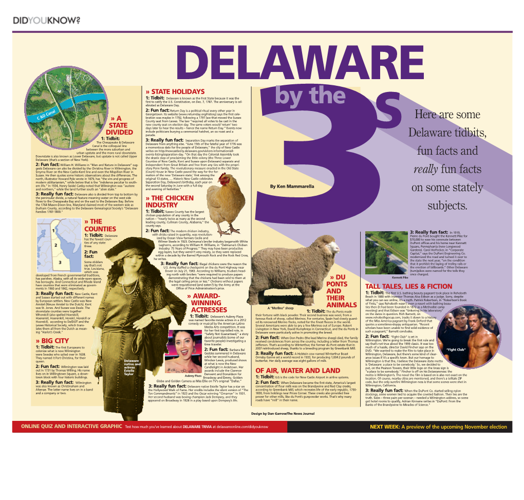 Here Are Some Delaware Tidbits, Fun Facts and Really Fun Facts on Some Stately Subjects