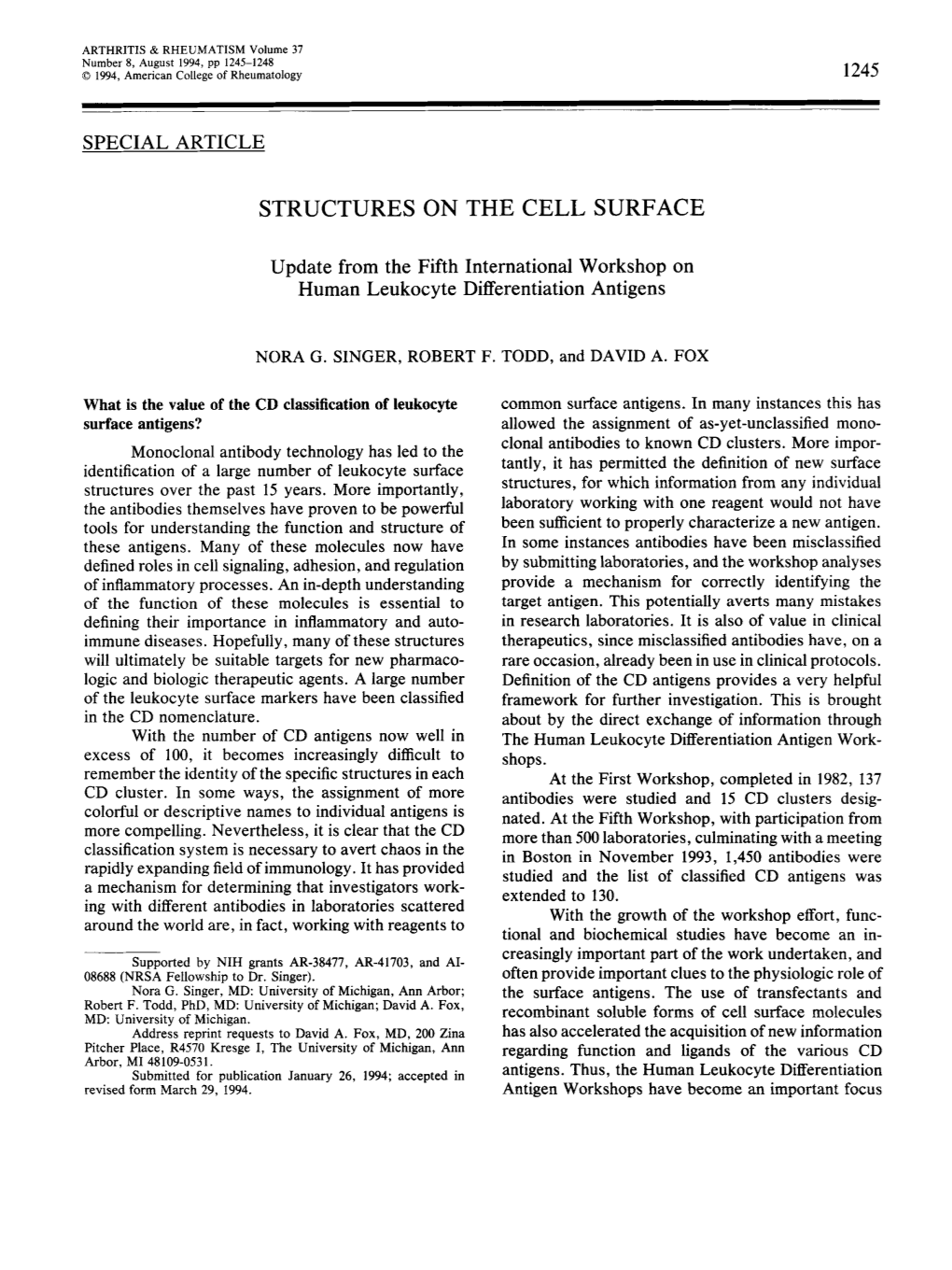 Structures on the Cell Surface