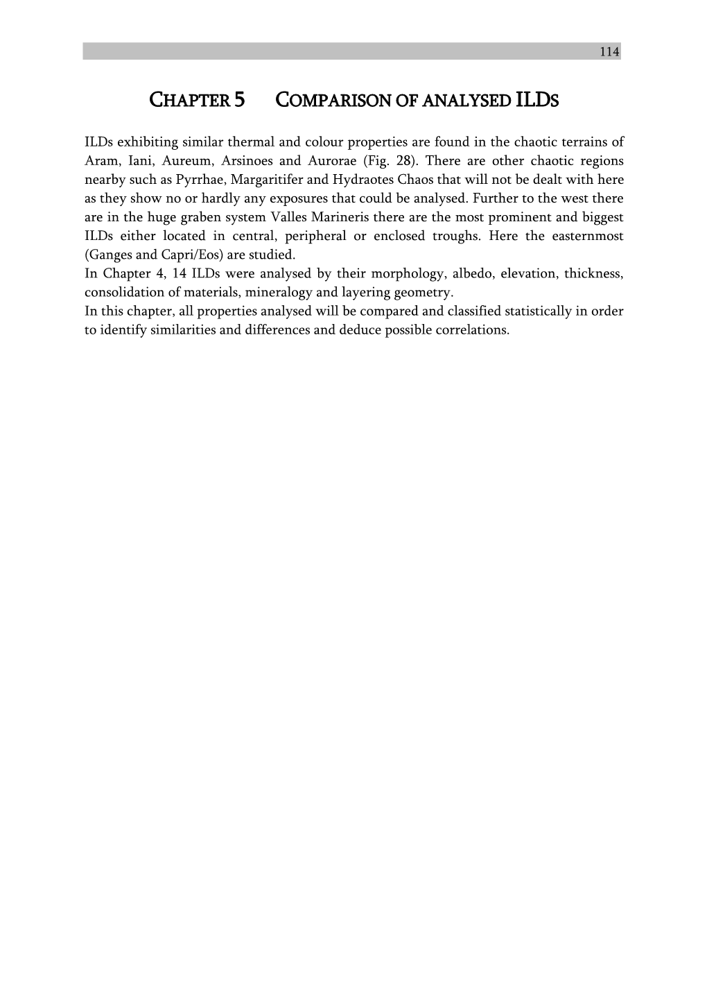 Chapter 5 Comparison of Analysed Ilds