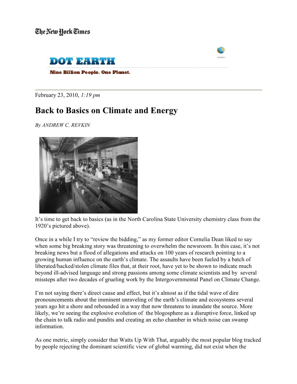 Back to Basics on Climate and Energy