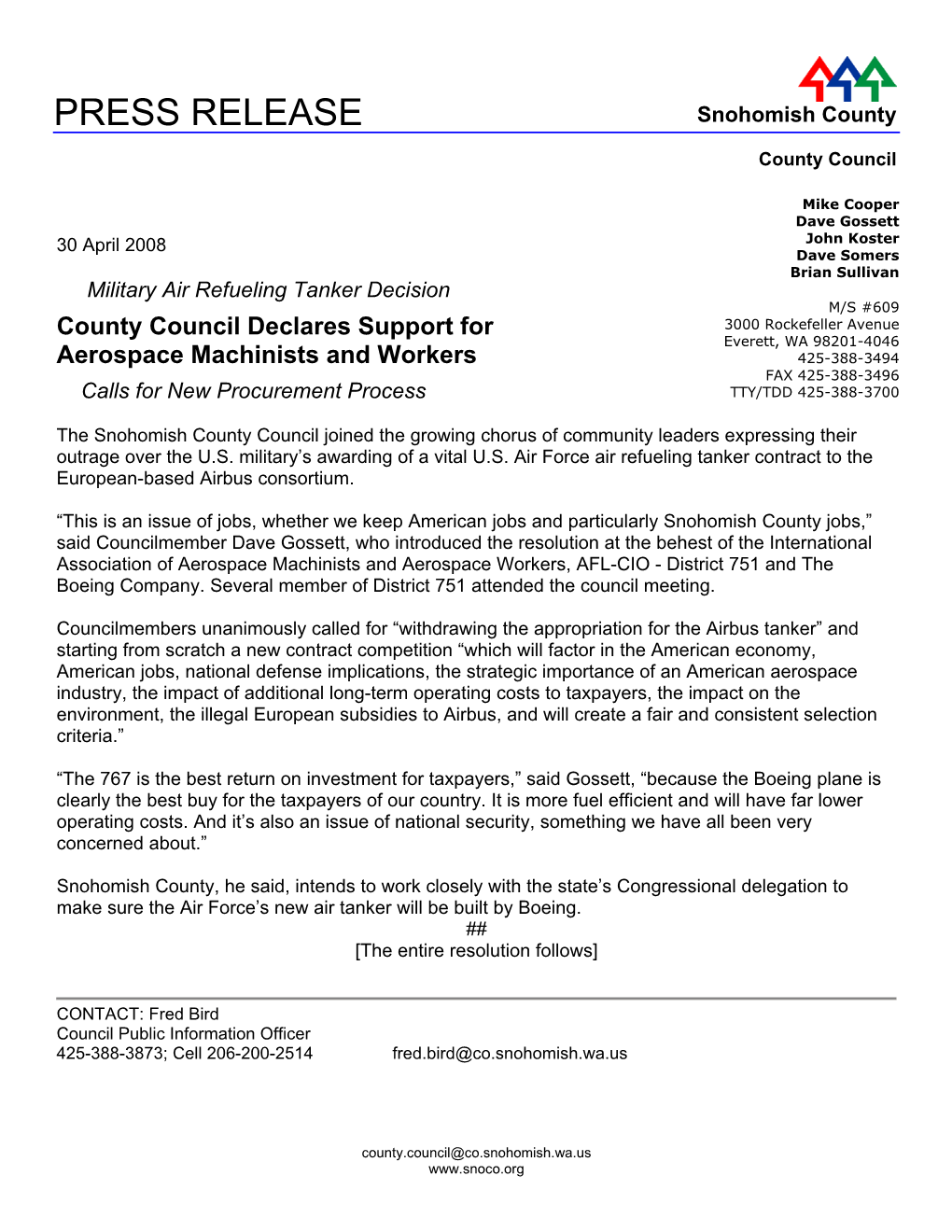 PRESS RELEASE Snohomish County