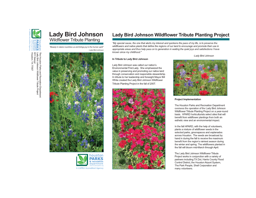 Lady Bird Johnson Wildflower Tribute Planting