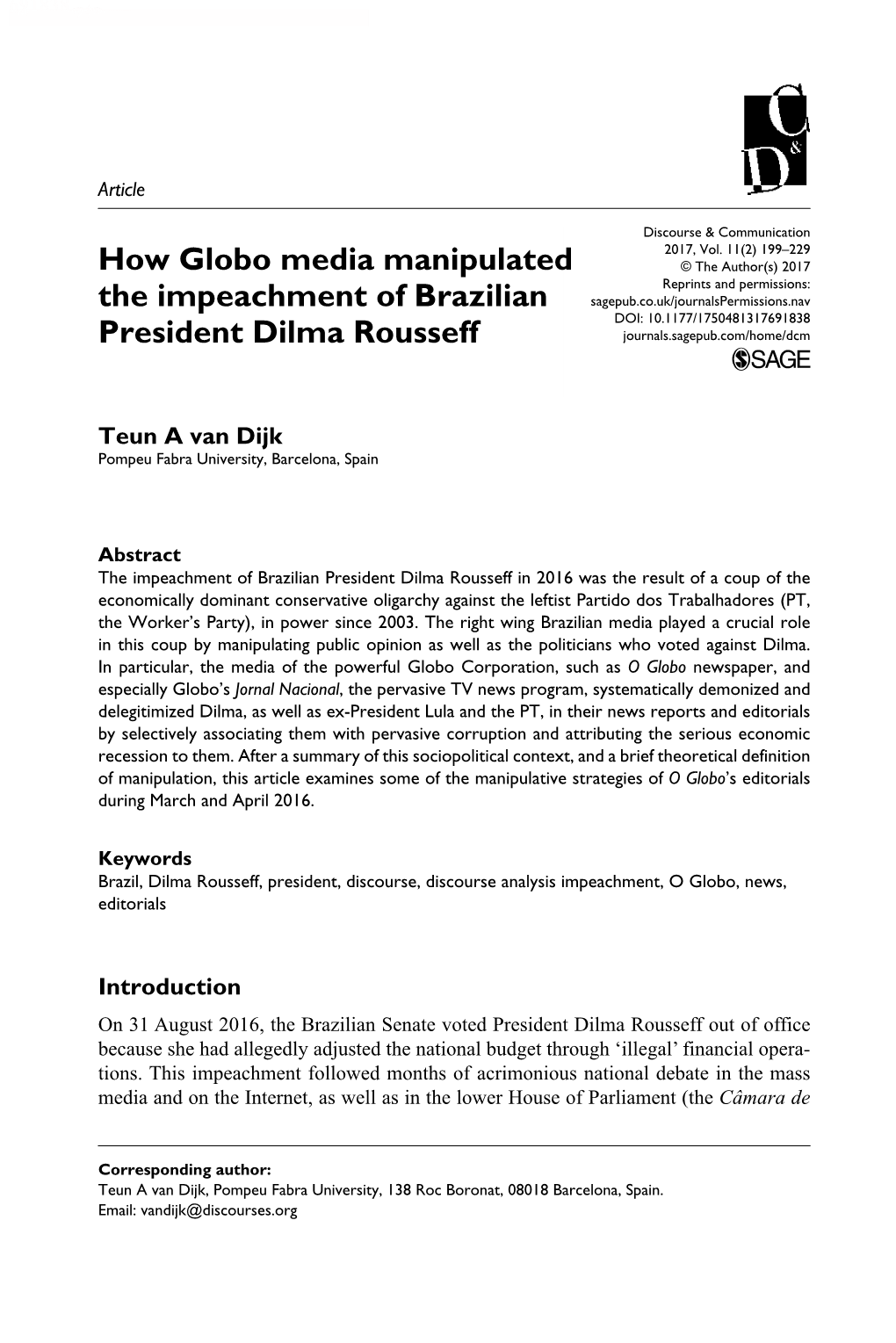 How Globo Media Manipulated the Impeachment of Brazilian President