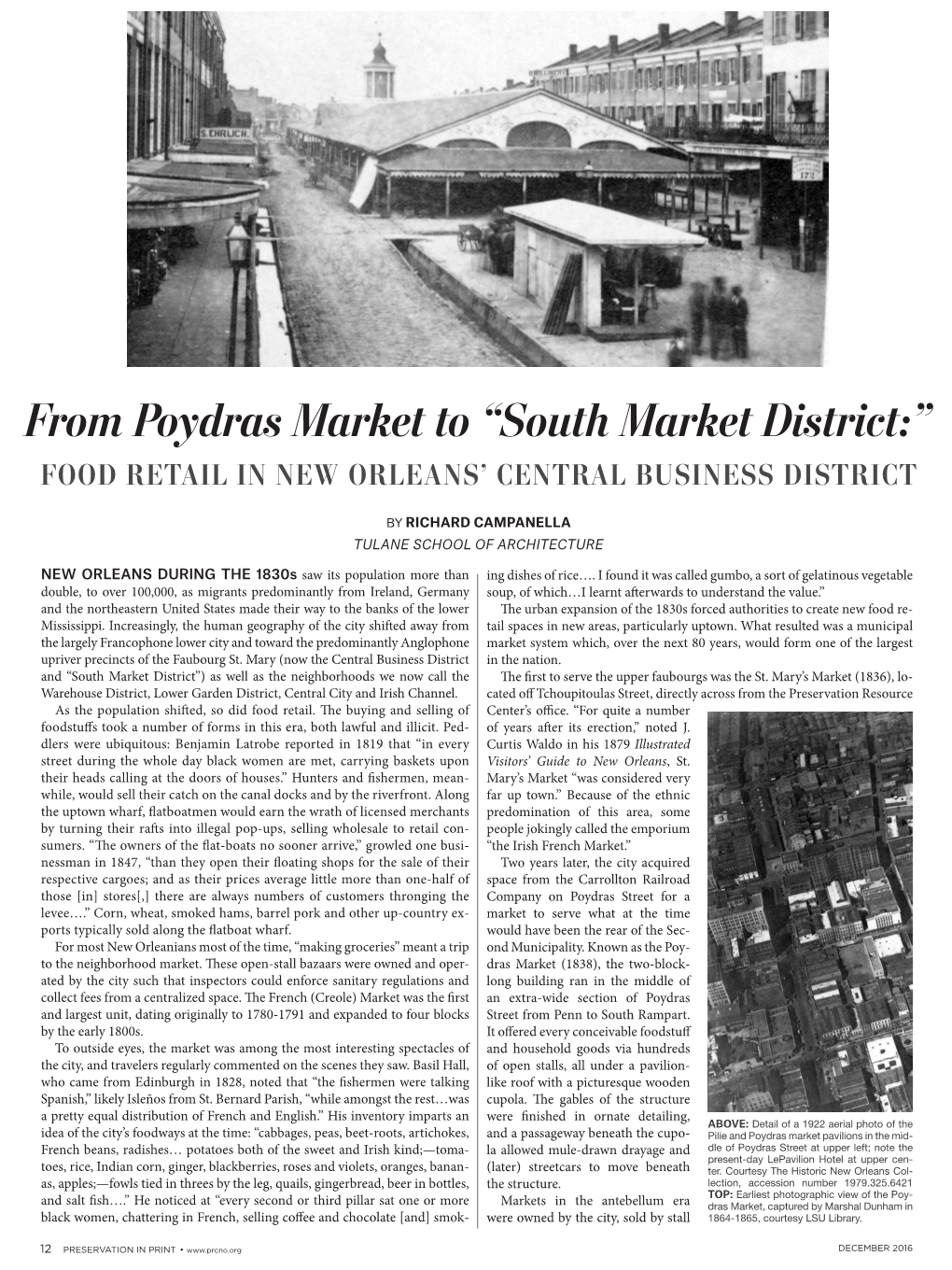 From Poydras Market to “South Market District:” FOOD RETAIL in NEW ORLEANS’ CENTRAL BUSINESS DISTRICT