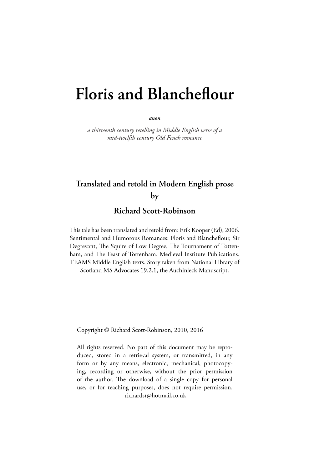 Floris and Blancheflour