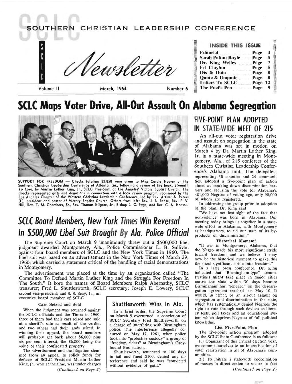 SCLC Newsletter, March 1964