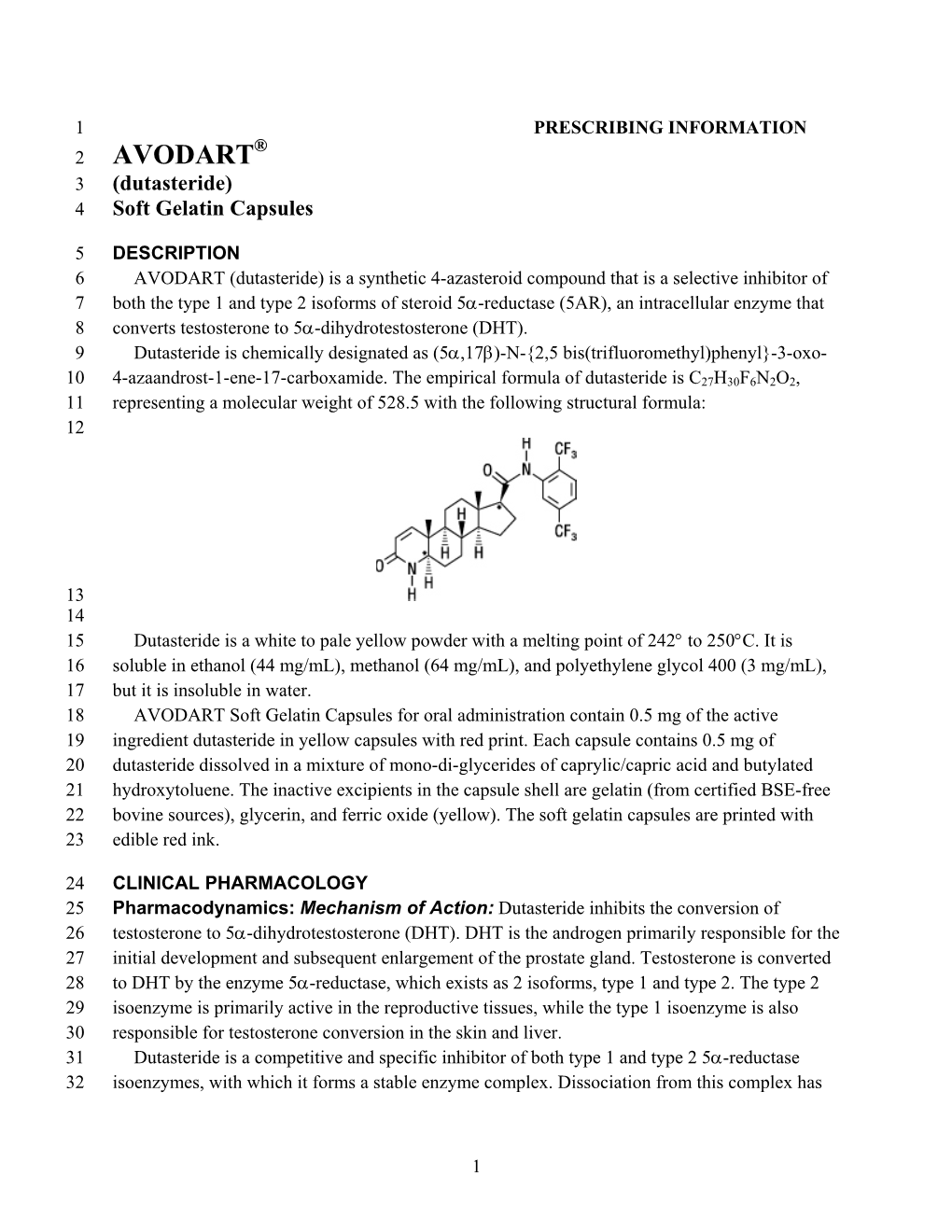 AVODART 3 (Dutasteride) 4 Soft Gelatin Capsules