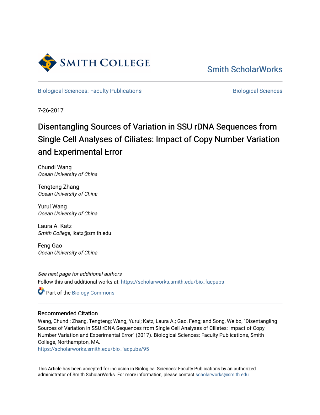 Disentangling Sources of Variation in SSU Rdna Sequences from Single Cell Analyses of Ciliates: Impact of Copy Number Variation and Experimental Error