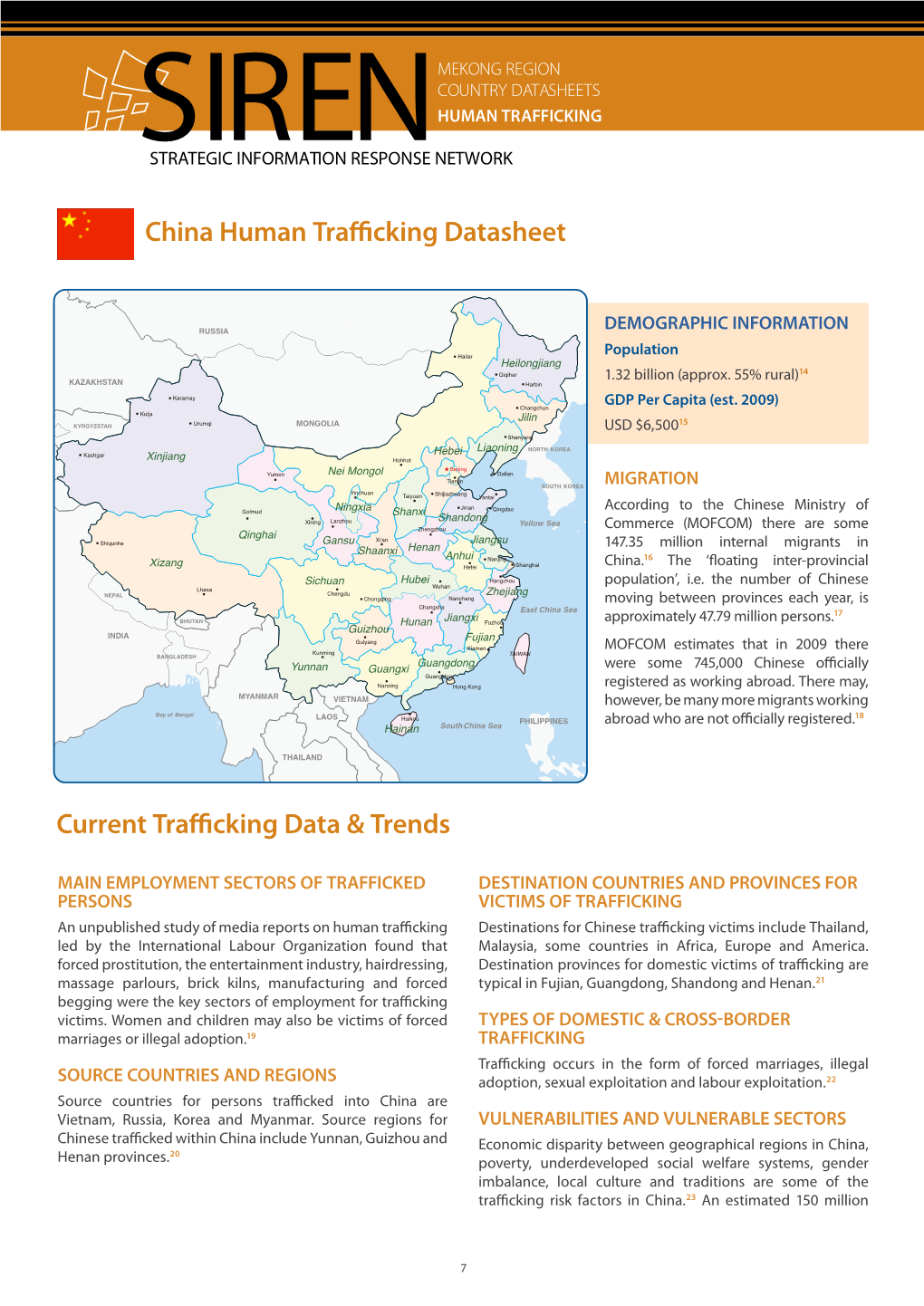 China Human Trafficking Datasheet Current Trafficking Data & Trends