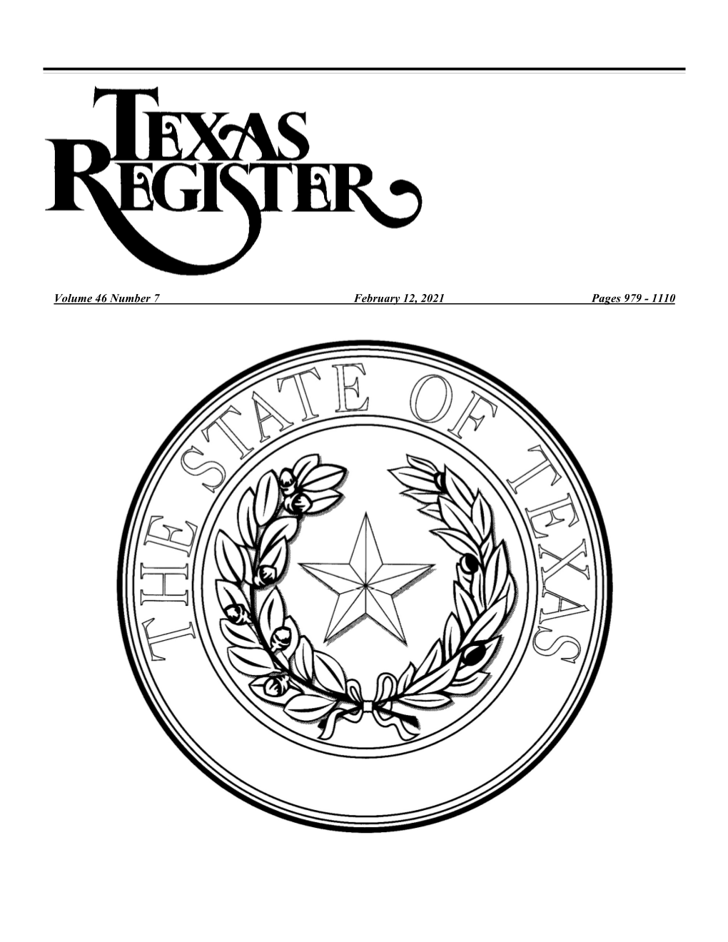 Texas Register February 12, 2021 Issue