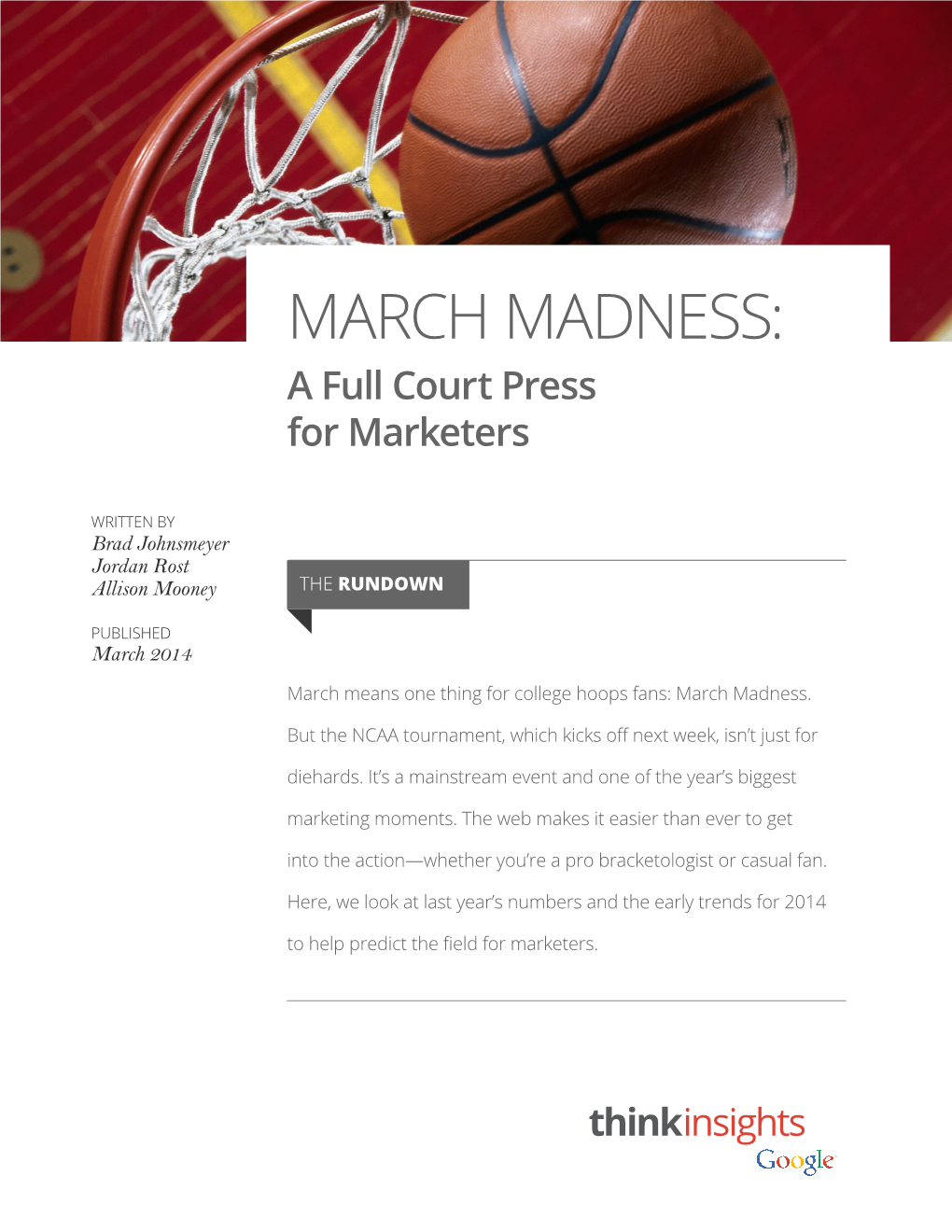 MARCH MADNESS: a Full Court Press for Marketers