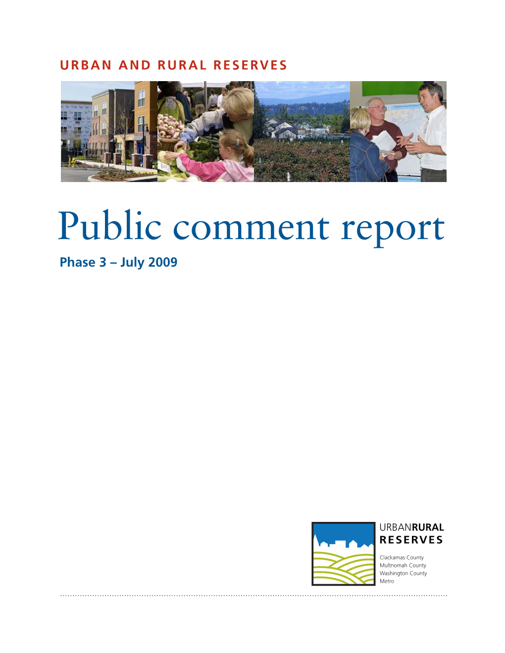 Urban and Rural Reserves Public Comment Report