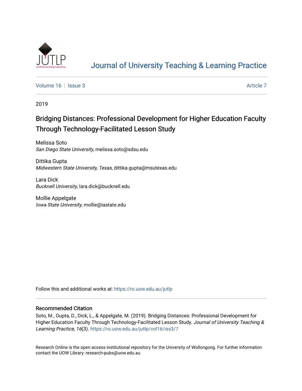 Professional Development for Higher Education Faculty Through Technology-Facilitated Lesson Study