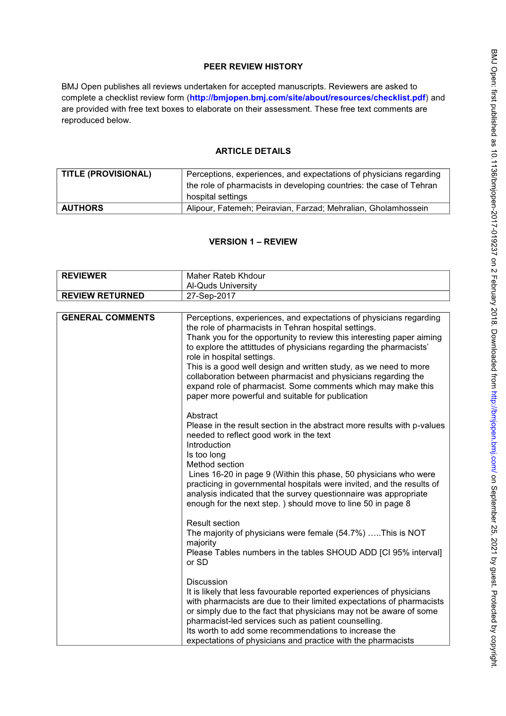 Perceptions, Experiences and Expectations of Physicians Regarding the Role of Pharmacists in Low-Income and Middle-Income Countr