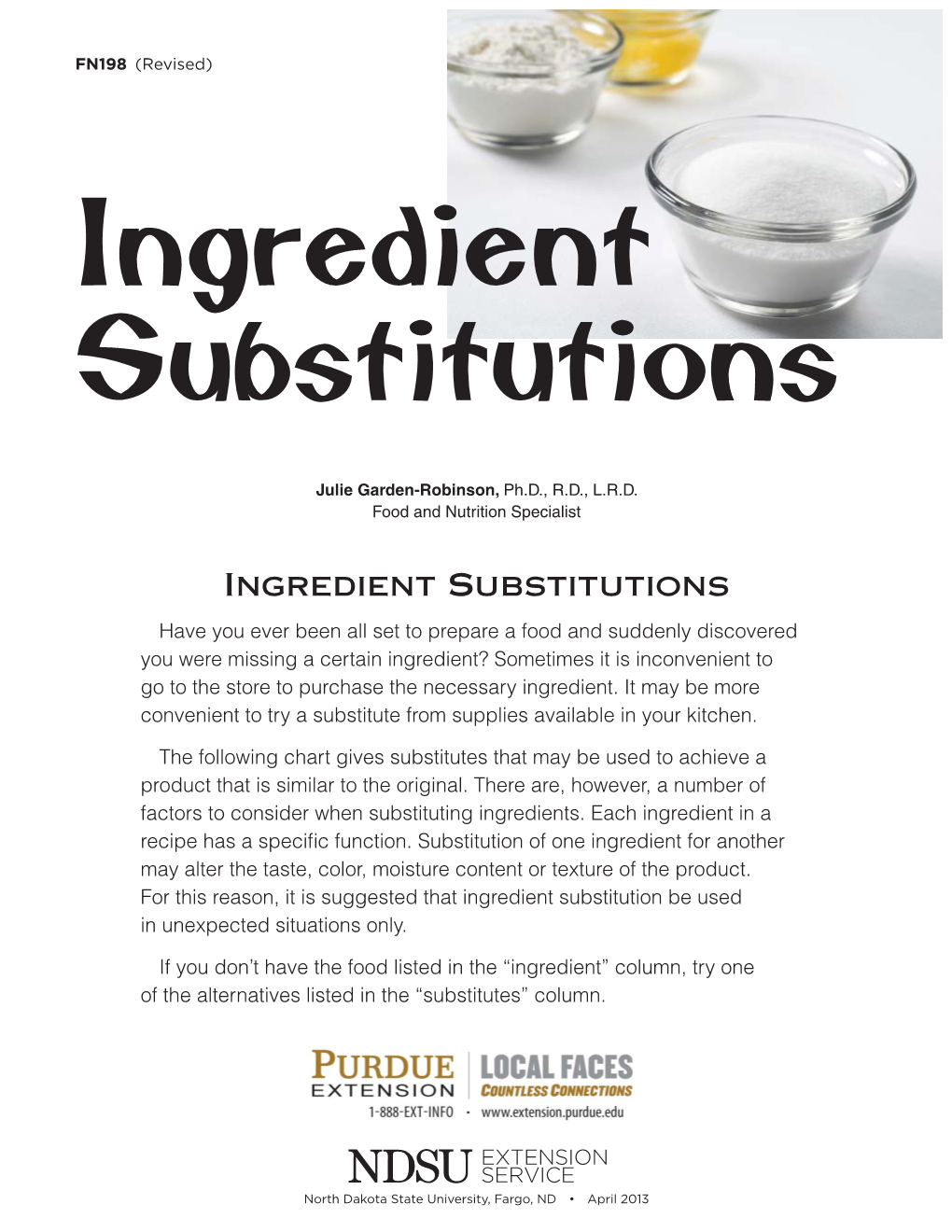 Ingredient Substitutions