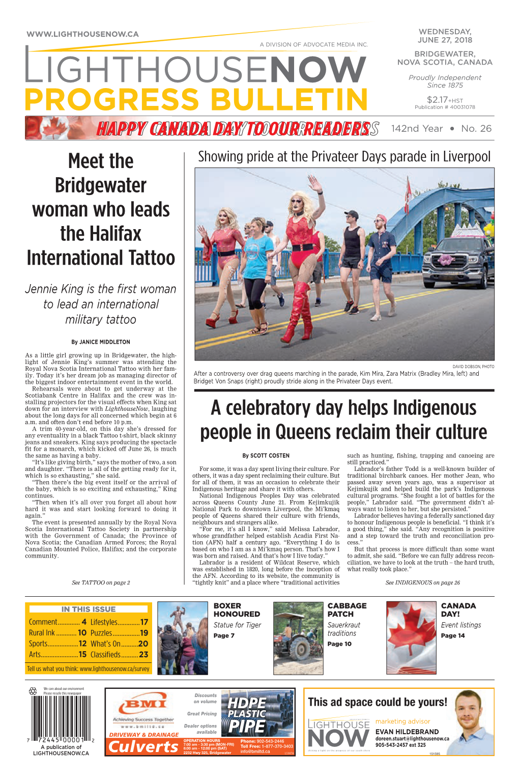 PROGRESS BULLETIN Publication # 40031078 HAPPY CANADA DAY to OUR READERS 142Nd Year • No