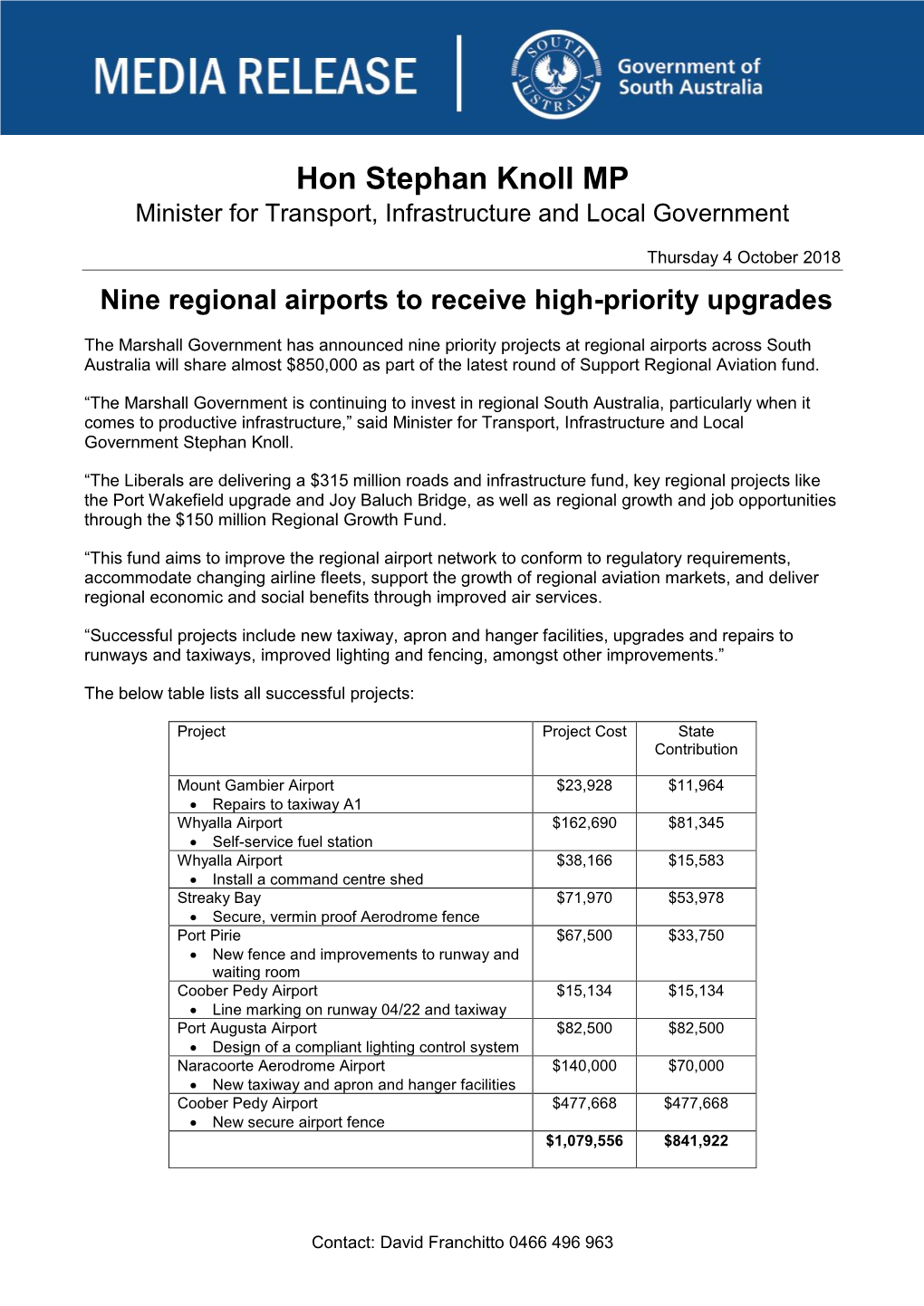 Nine Regional Airports to Receive High-Priority Upgrades
