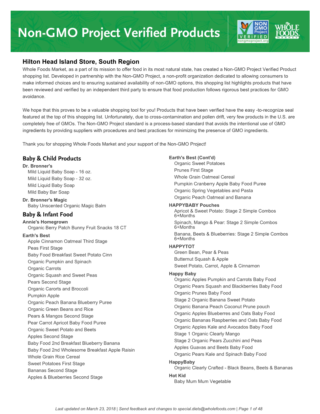 Non-GMO Project Verified Products