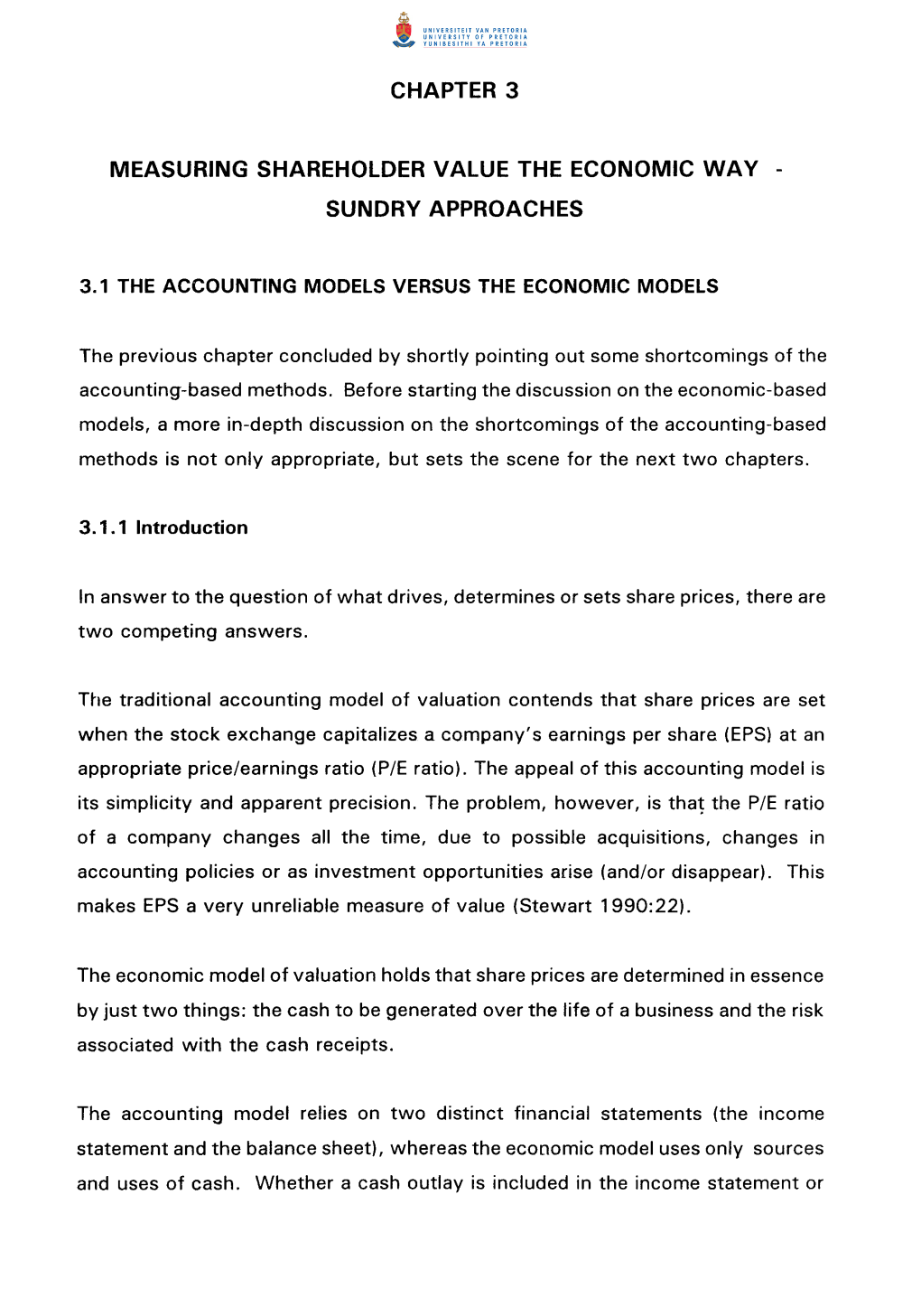 Chapter 3 Measuring Shareholder Value The