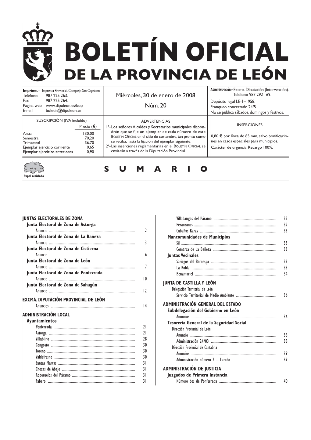 Boletín Oficial De La Provincia De León