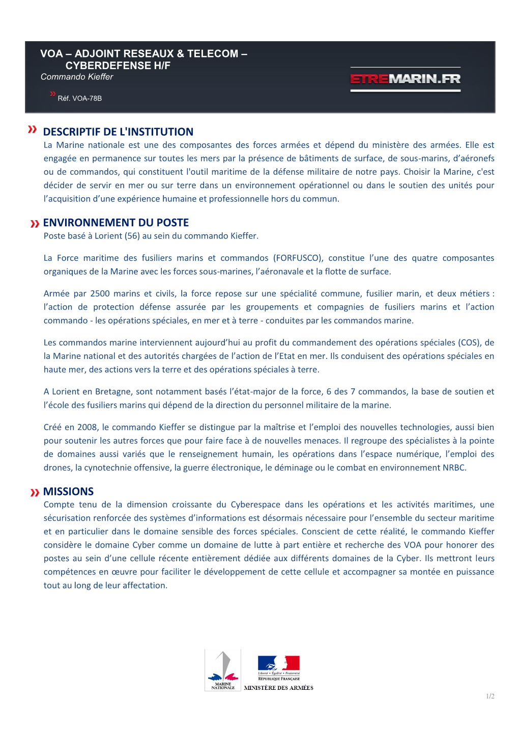 Descriptif De L'institution Environnement Du Poste