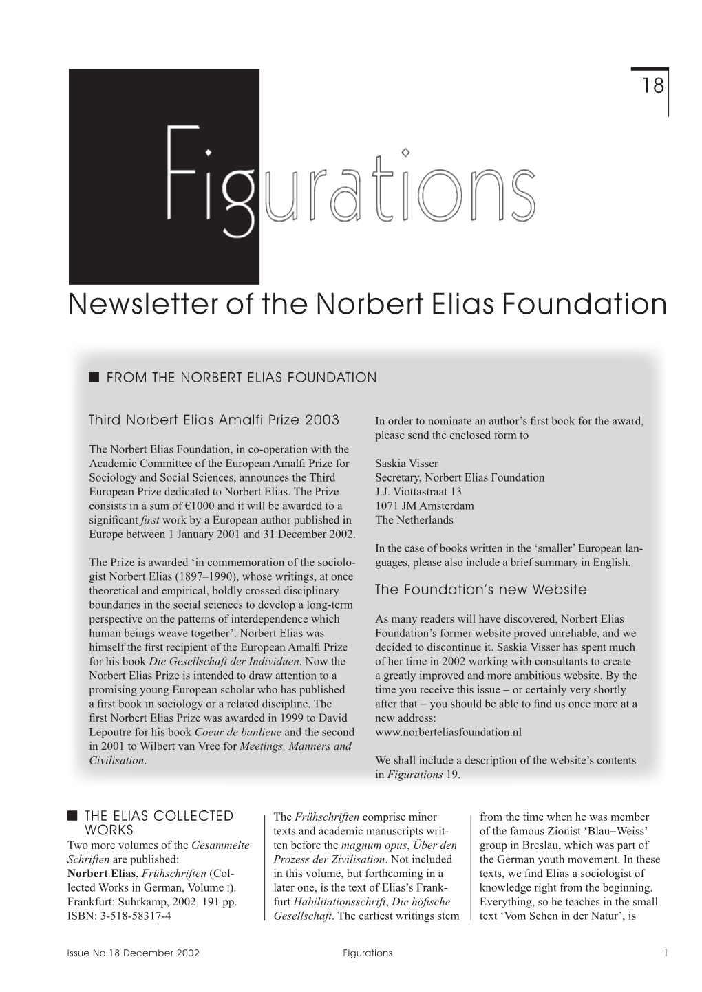 Newsletter of the Norbert Elias Foundation