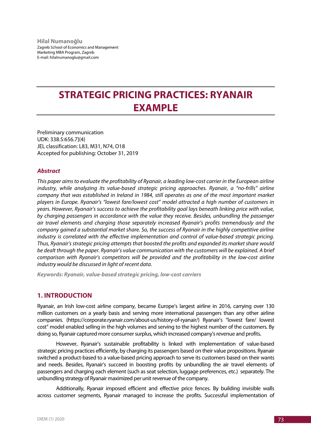 Strategic Pricing Practices: Ryanair Example