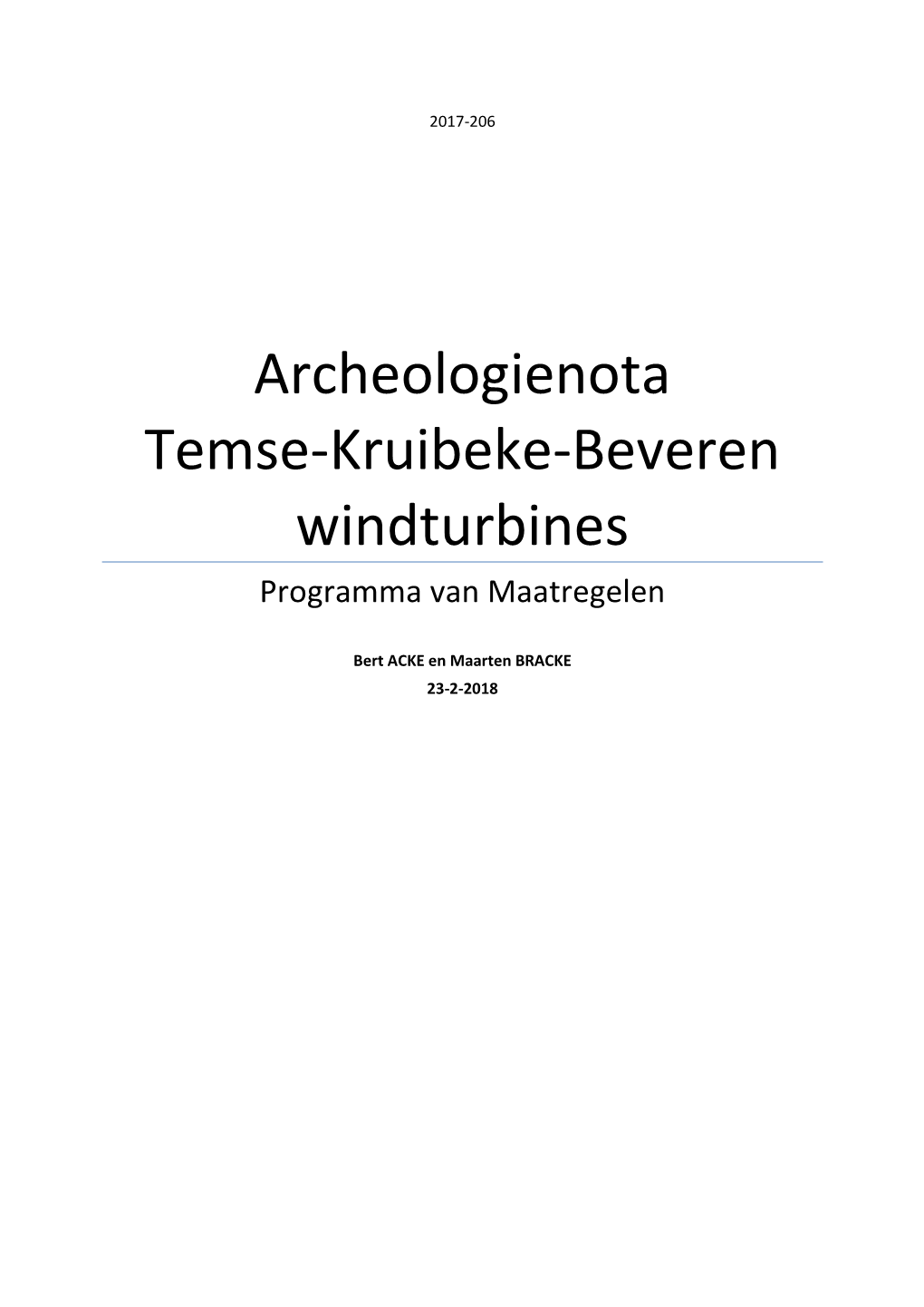 Archeologienota Temse-Kruibeke-Beveren Windturbines Programma Van Maatregelen