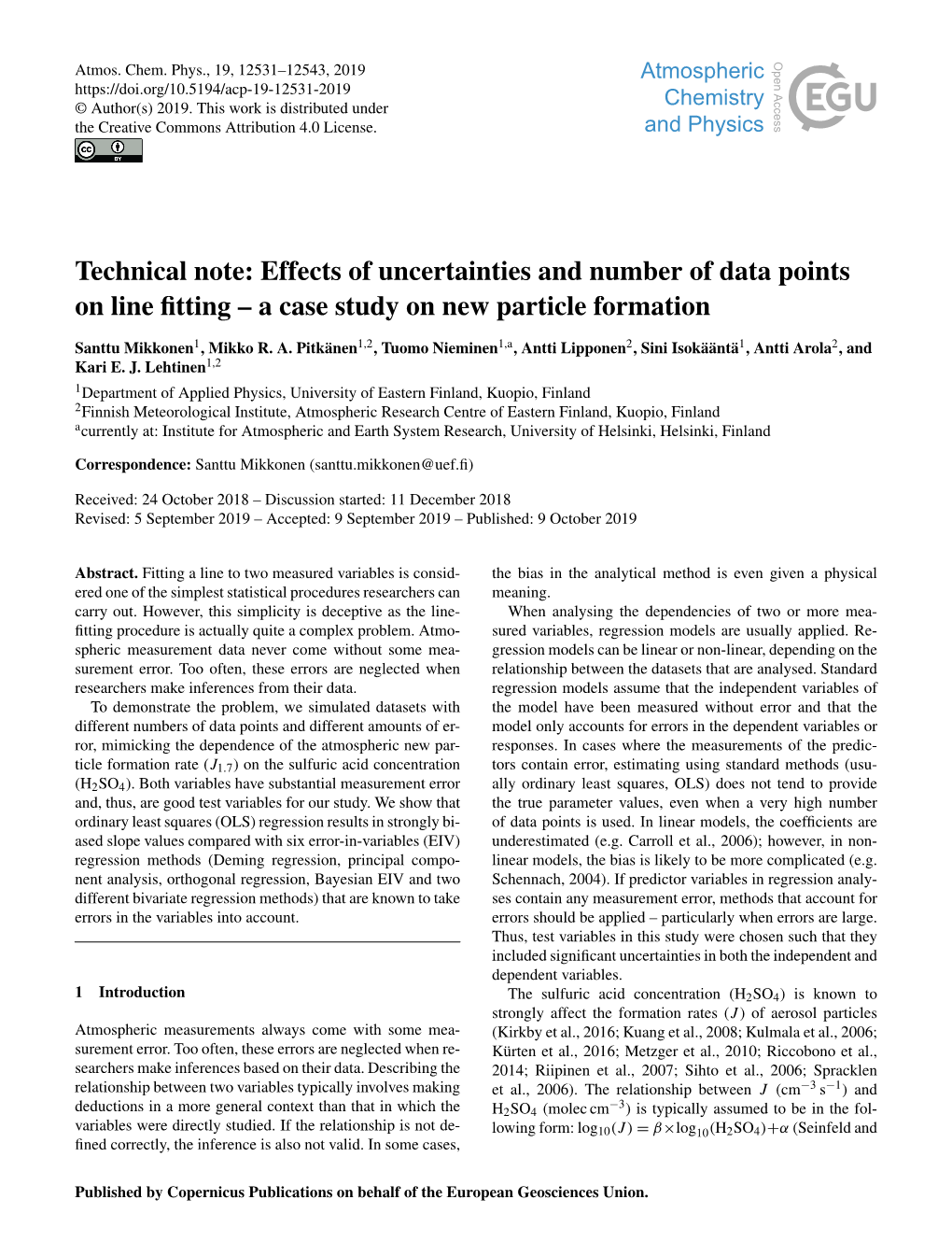 Effects of Uncertainties and Number of Data Points on Line Fitting–A Case