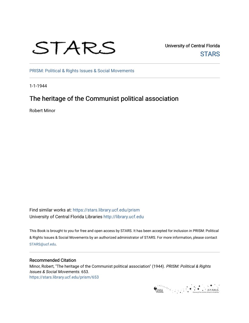 The Heritage of the Communist Political Association