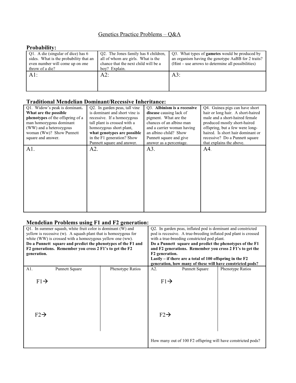 Genetics Practice Problems s2