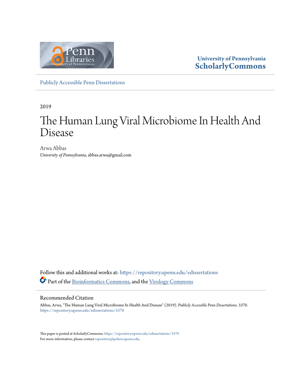 The Human Lung Viral Microbiome in Health and Disease