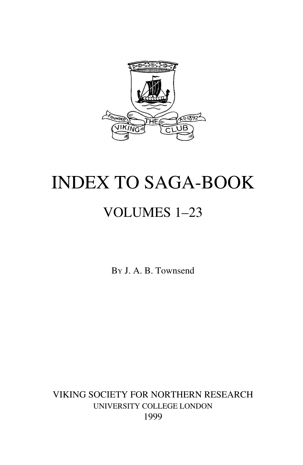 Index to Saga-Book Volumes 1–23