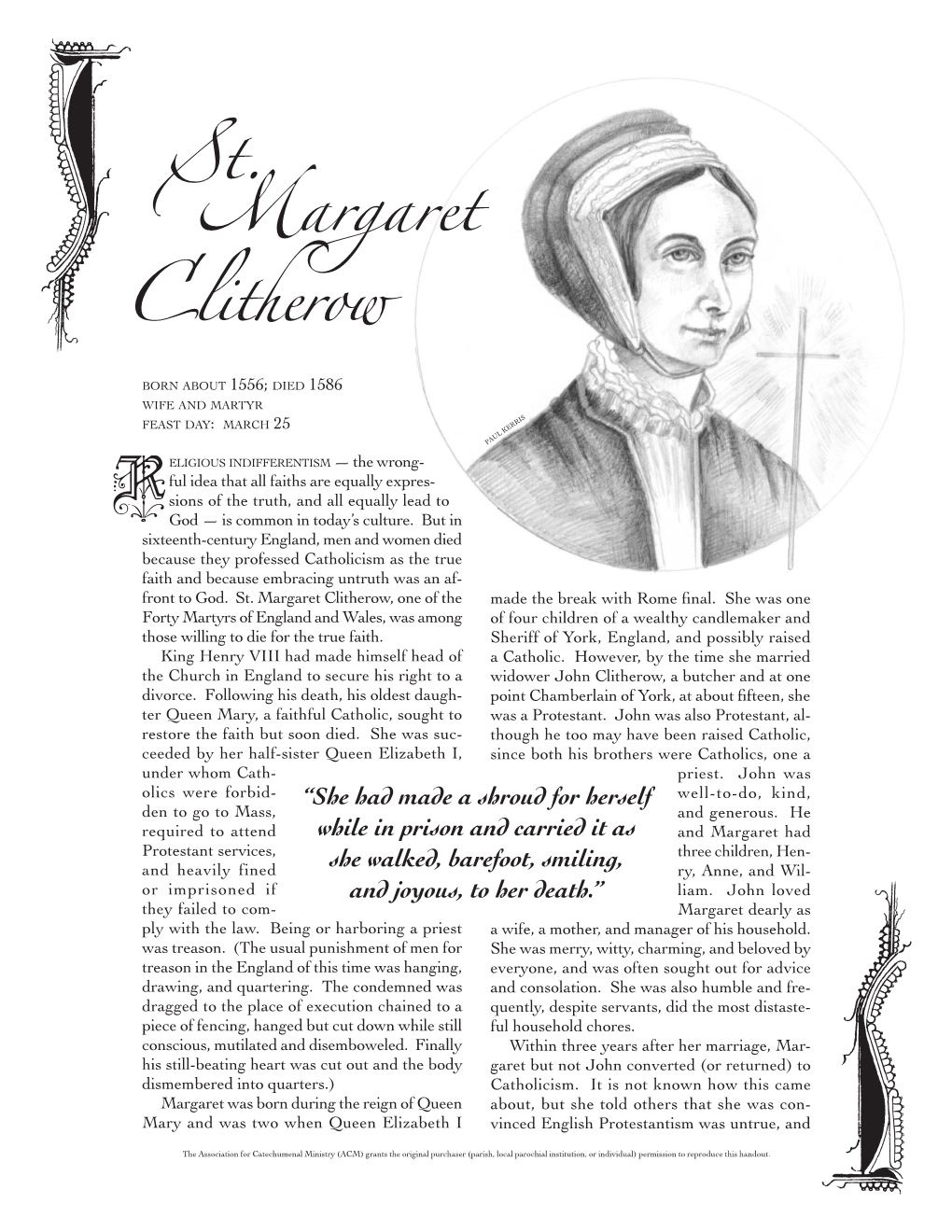 St. Margaret Clitherow, One of the Made the Break with Rome ﬁnal