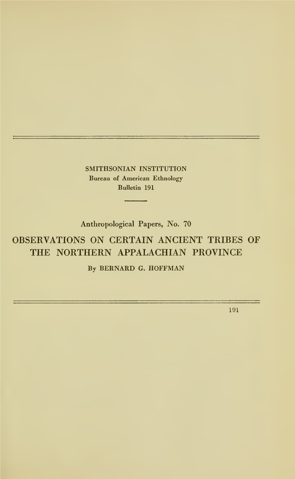 Observations on Certain Ancient Tribes of the Northern Appalachian Province