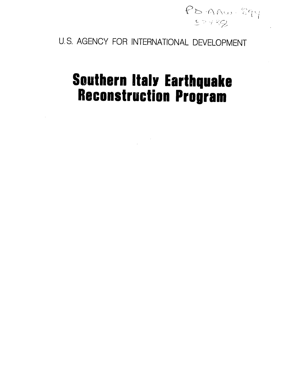 Reconstruction Program 1976 - 1982 HART1IQUAKE RECONSTRJCION Fiti (LI , ITIALY