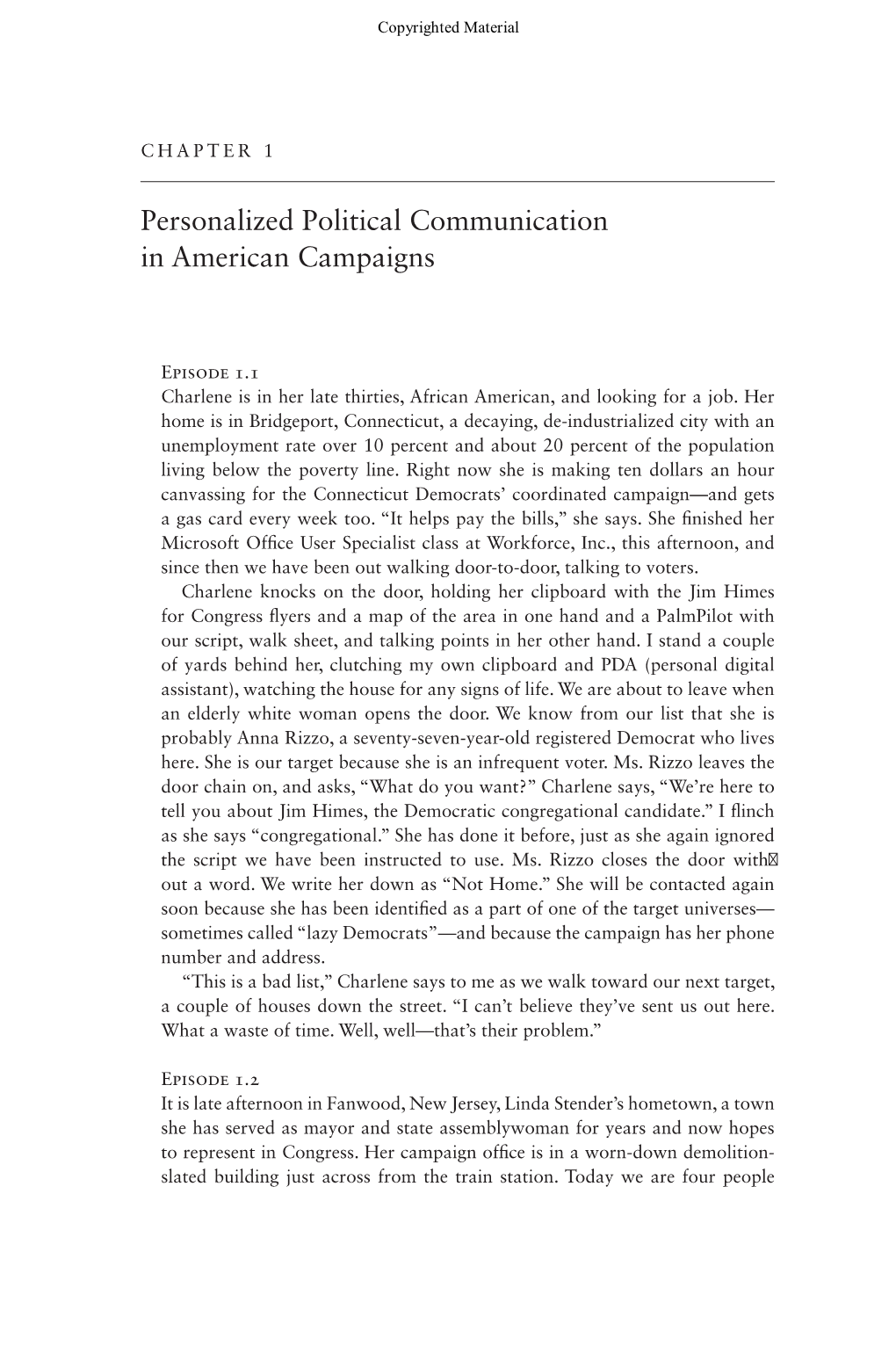 Personalized Political Communication in American Campaigns