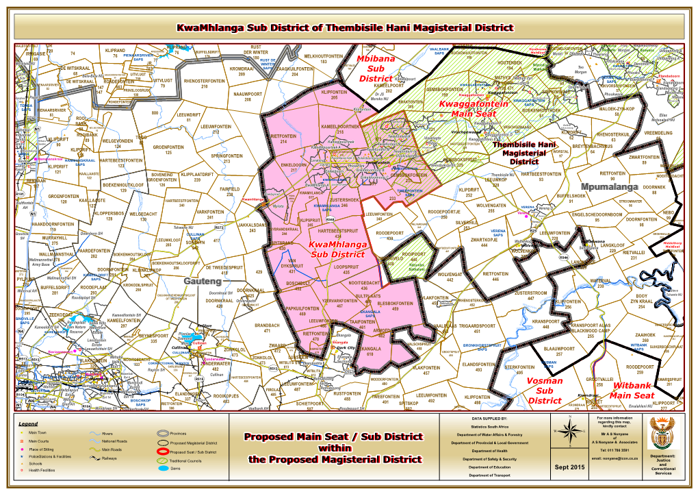 Gauteng Mpumalanga Proposed Main Seat / Sub District Within The