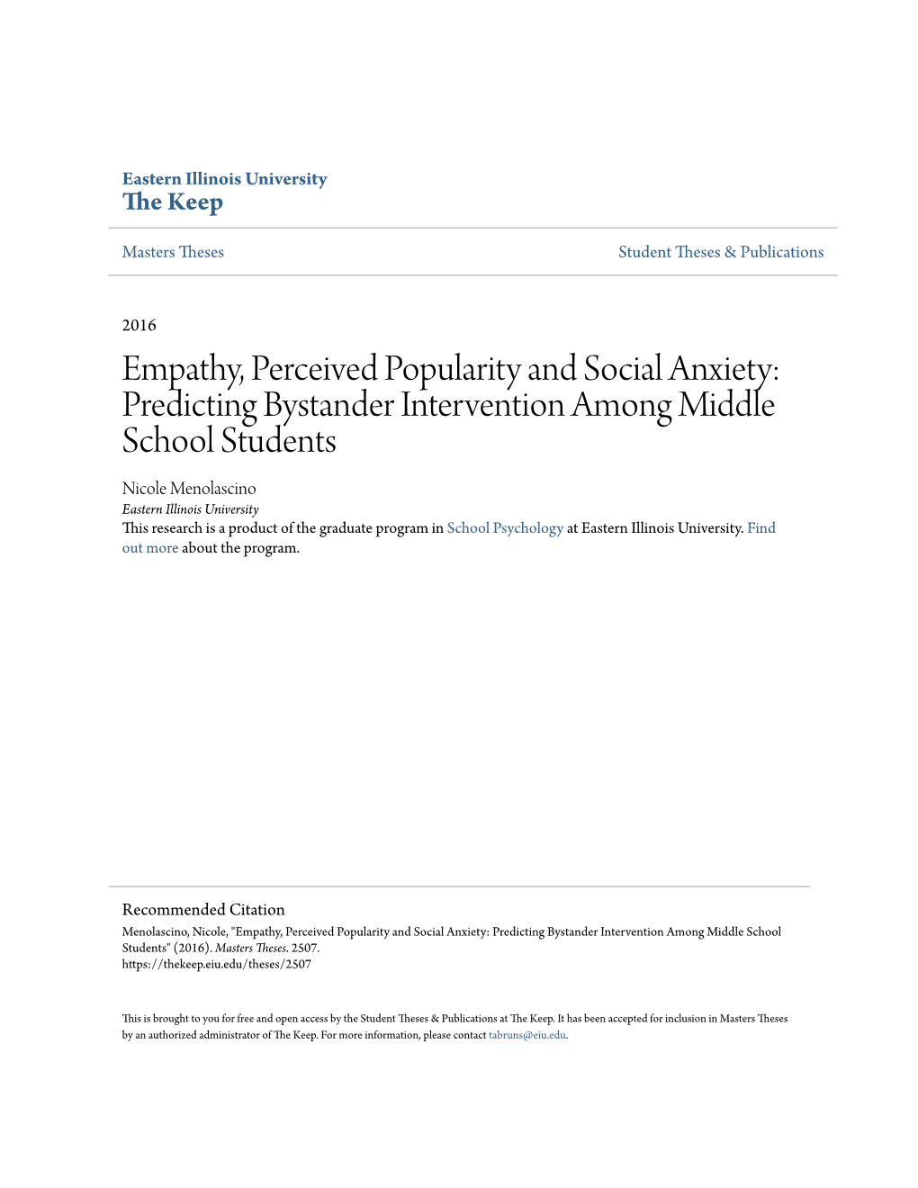 Empathy, Perceived Popularity and Social Anxiety