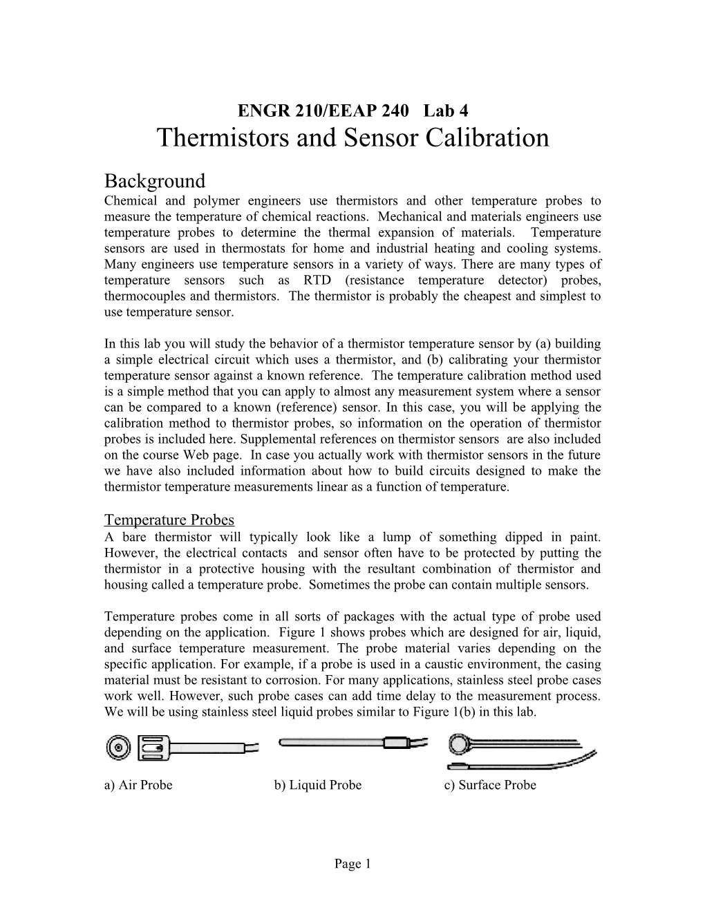 Thermistors and Sensor Calibration