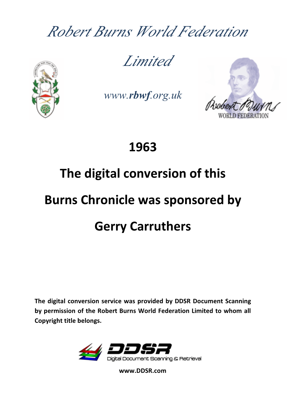Burns Chronicle Was Sponsored by Gerry Carruthers