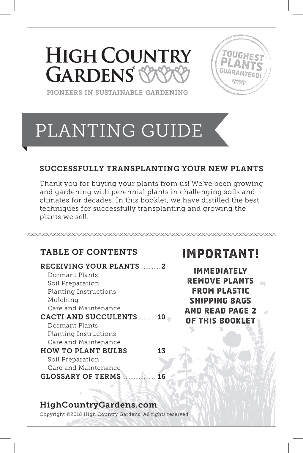 HCG Planting Guide 2018 Update