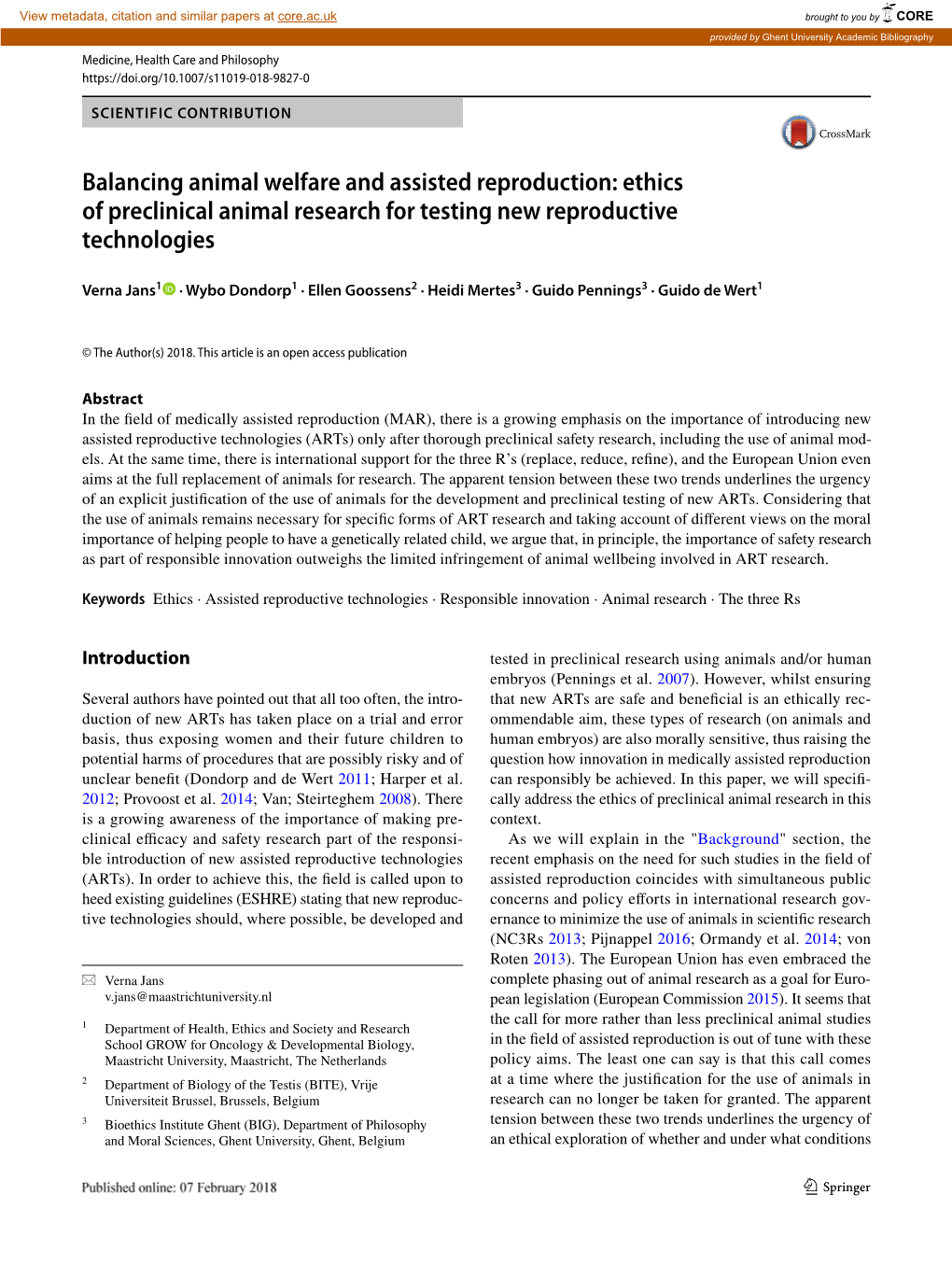 Ethics of Preclinical Animal Research for Testing New Reproductive Technologies