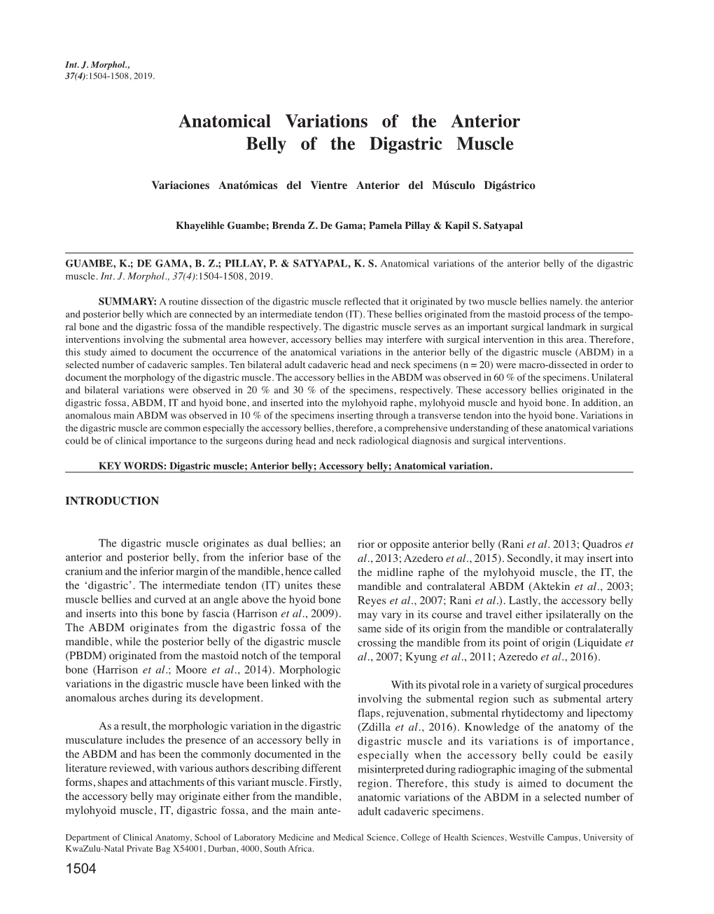 Anatomical Variations of the Anterior Belly of the Digastric Muscle