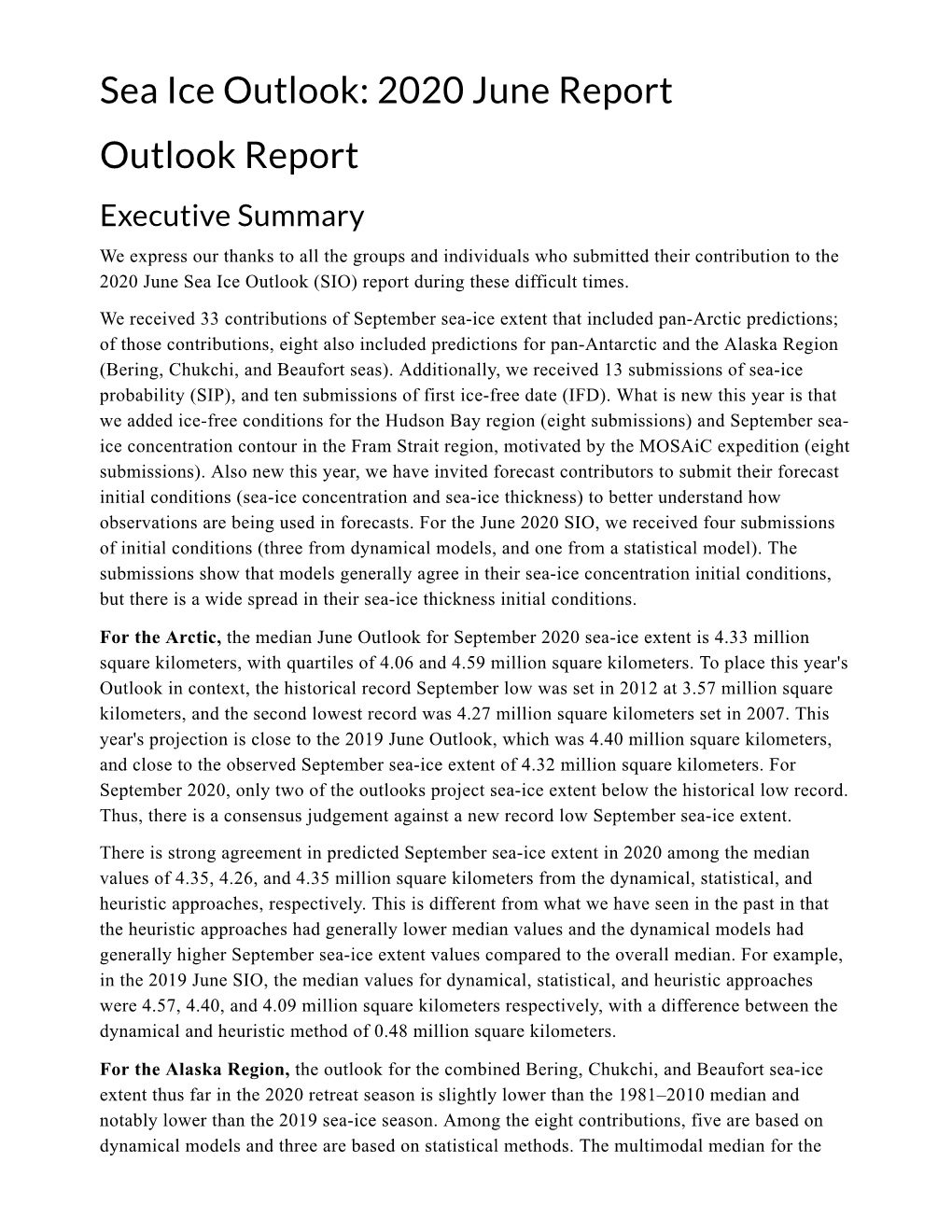 Download June 2020 Sea Ice Outlook Report