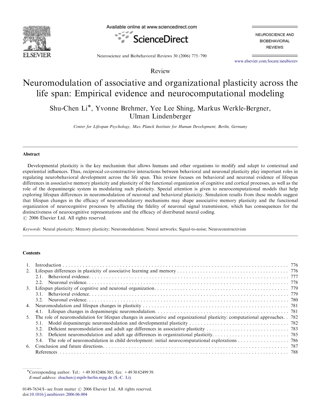 Neuromodulation of Associative and Organizational Plasticity Across the Life Span: Empirical Evidence and Neurocomputational Modeling