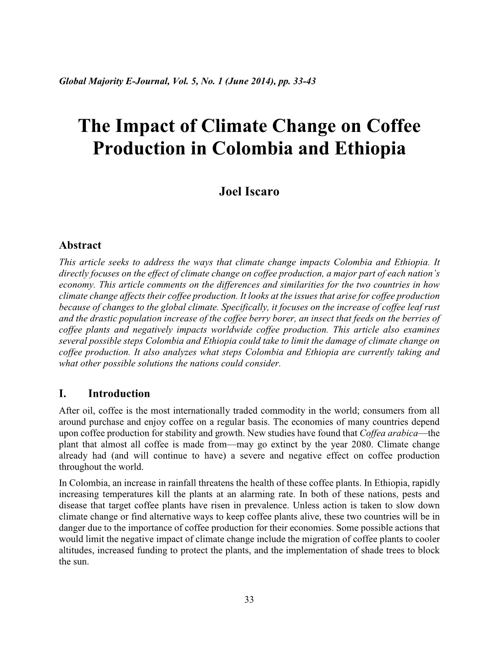 The Impact of Climate Change on Coffee Production in Colombia and Ethiopia