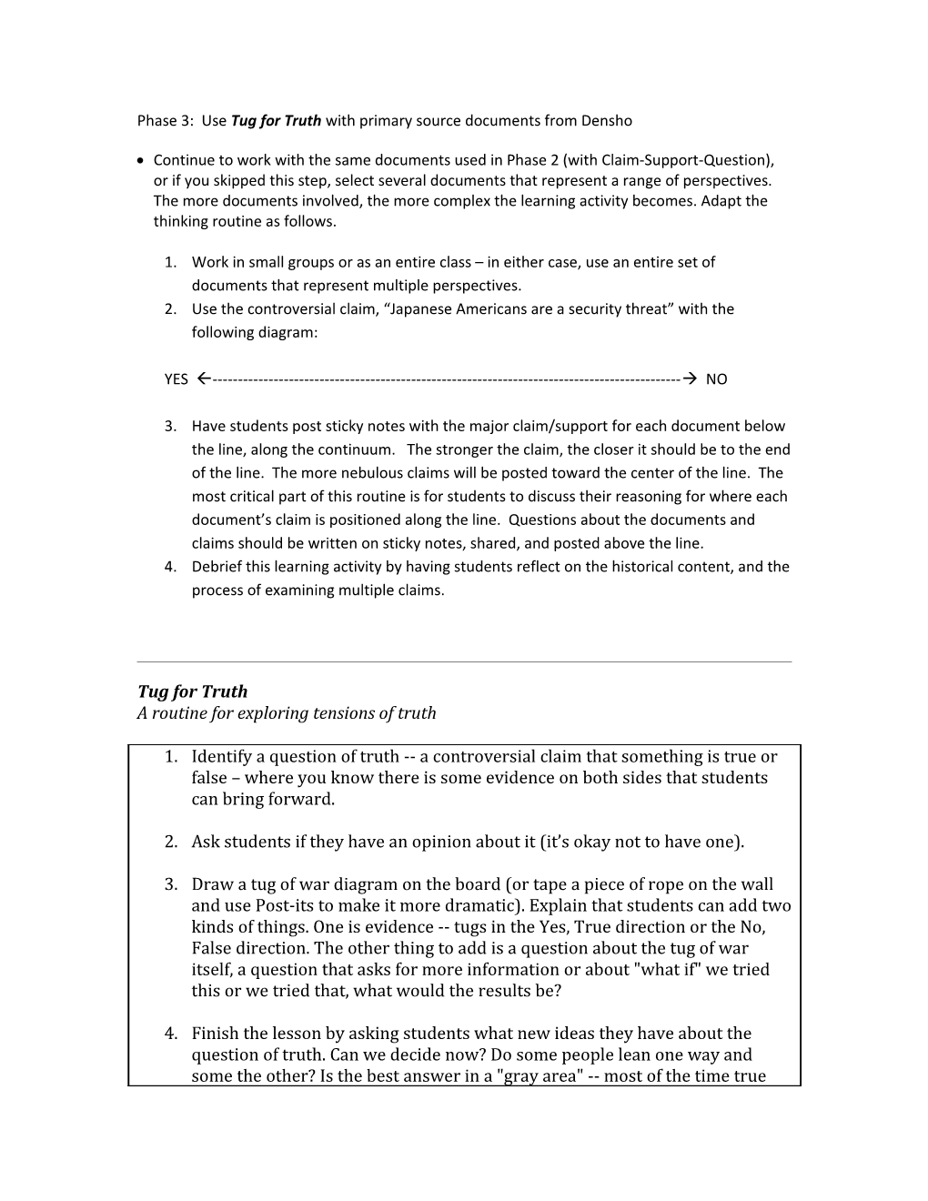 Phase 3: Use Tug for Truth with Primary Source Documents from Densho