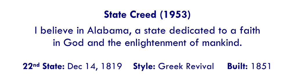 22Nd State: Dec 14, 1819 Style: Greek Revival Built: 1851